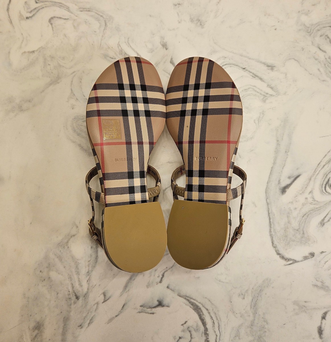 【関税込み】Burberry Sandals New! Burberry 'Emily' Check Slingback Sandals Womens Size 6