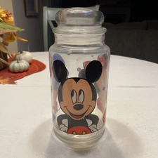 Anchor Hocking Disney Canister Glass Jar Mickey Mouse Minnie & Donald Duck