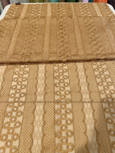 GOLD Embroidered Chiffon Scarf Shawl 68x22 Wide - Picture 4 of 5