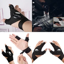 US 2 Pair LED Flashlight Glove Fingerless Outdoor Fishing Camping Hiking Glove