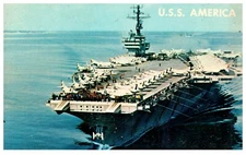 Vintage Postcard USS America Aircraft Carrier Naval Ship January 20 1965