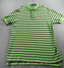 Polo Ralph Lauren Men's Polo Shirt Green Size L Striped Short Sleeve Cotton Pony
