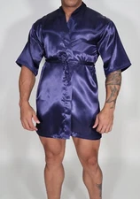 NEW ADULT DARK BLUE ROBE UNISEX ROBE ONE SIZE (WITH BELT)