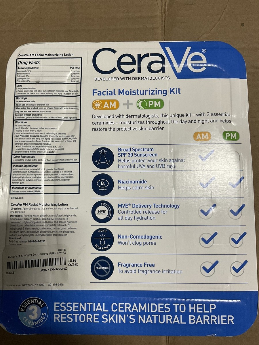 CeraVe Facial Moisturizing Kit, AM + PM, 2pk, 3oz each | eBay