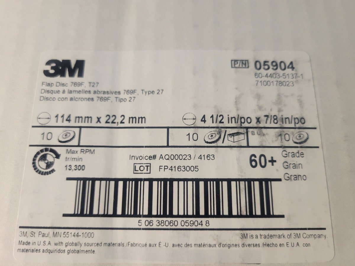 3M Flap Disc, Type 27, 4 1/2 in x 7/8 in, Ceramic, 40 Grit