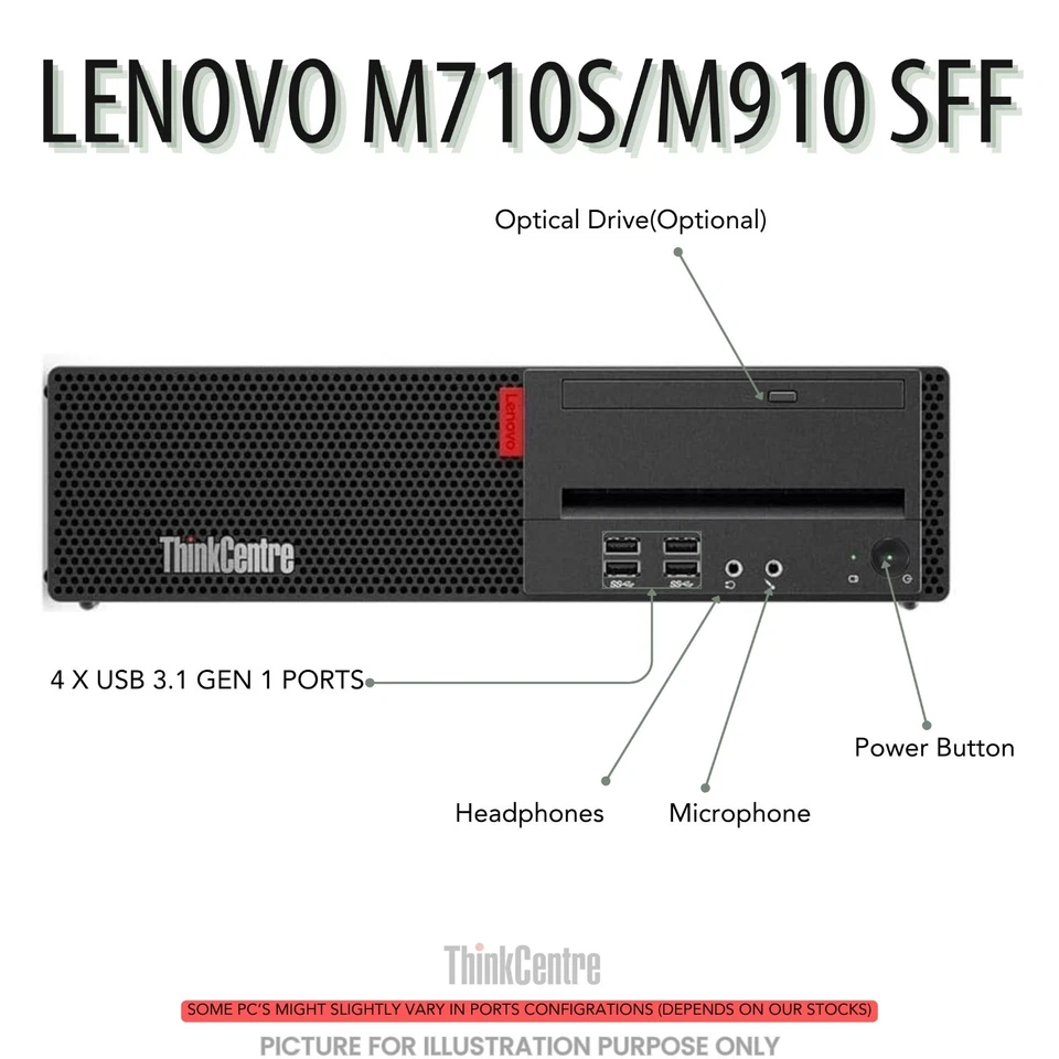 Lenovo ThinkCentre M910 SFF Intel Core i7 6700 64GB RAM 1TB SSD Wi-Fi Enabeld PC - Image 4 of 4