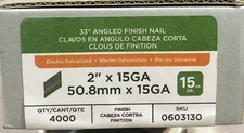 National Nail 2” x 15 GA Gauge Galvanized Angled Finish Nails 4000 Box