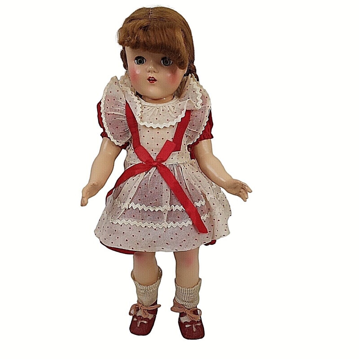 Vintage 1950s Doll Red Hair Blue Sleepy Eyes Teeth 14
