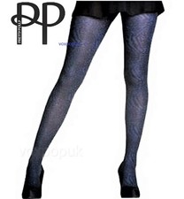 PRETTY POLLY TIGHTS SNAKE LEOPARD PATTERN Blue Indigo 40D UK Size Up To 42" Hip