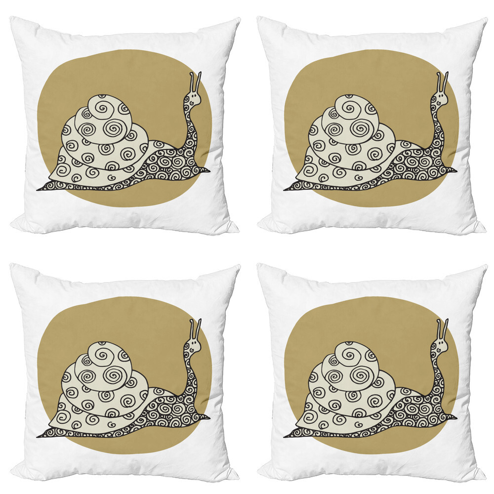 Snail Throw Pillow Covers Pack of Slug with Antennas Pattern