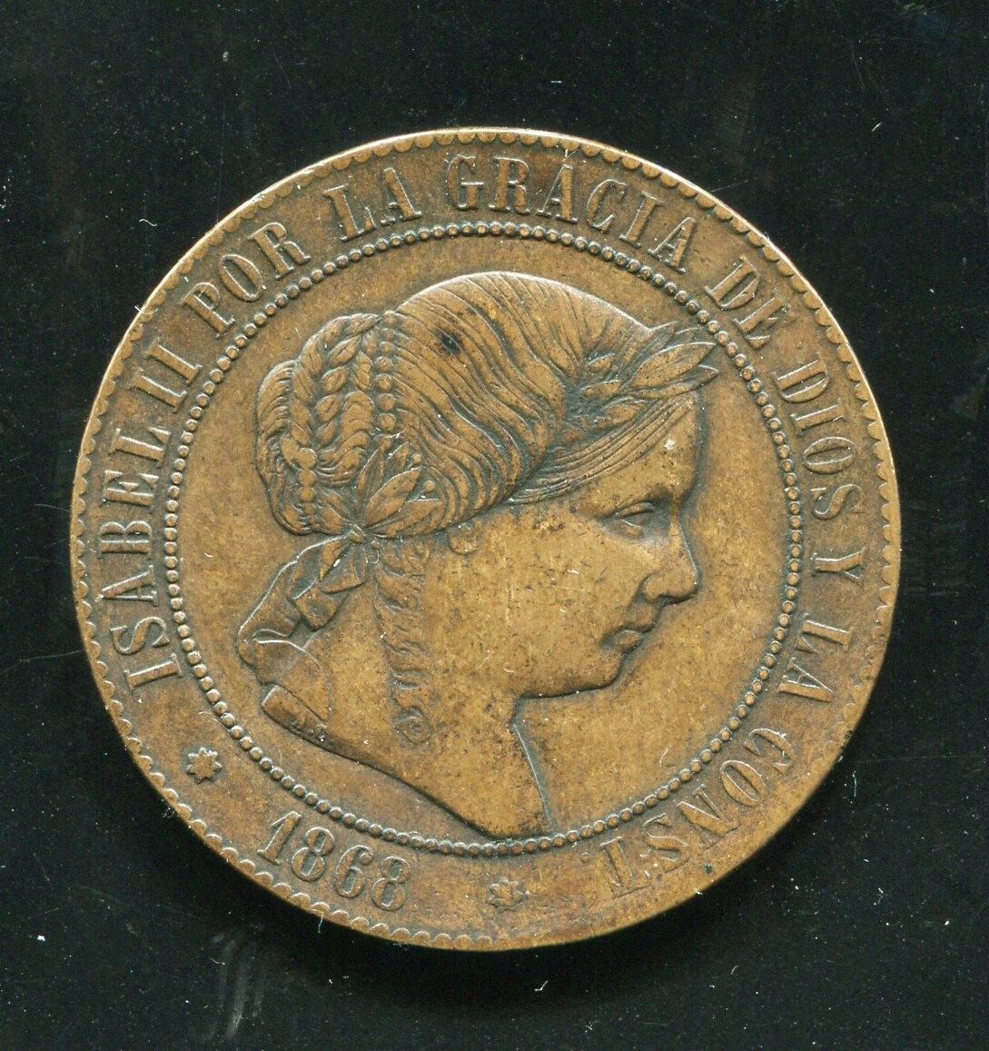 tu_bazar ISABEL II 5 CENTIMOS DE ESCUDO SEVILLA 1868 EBC -