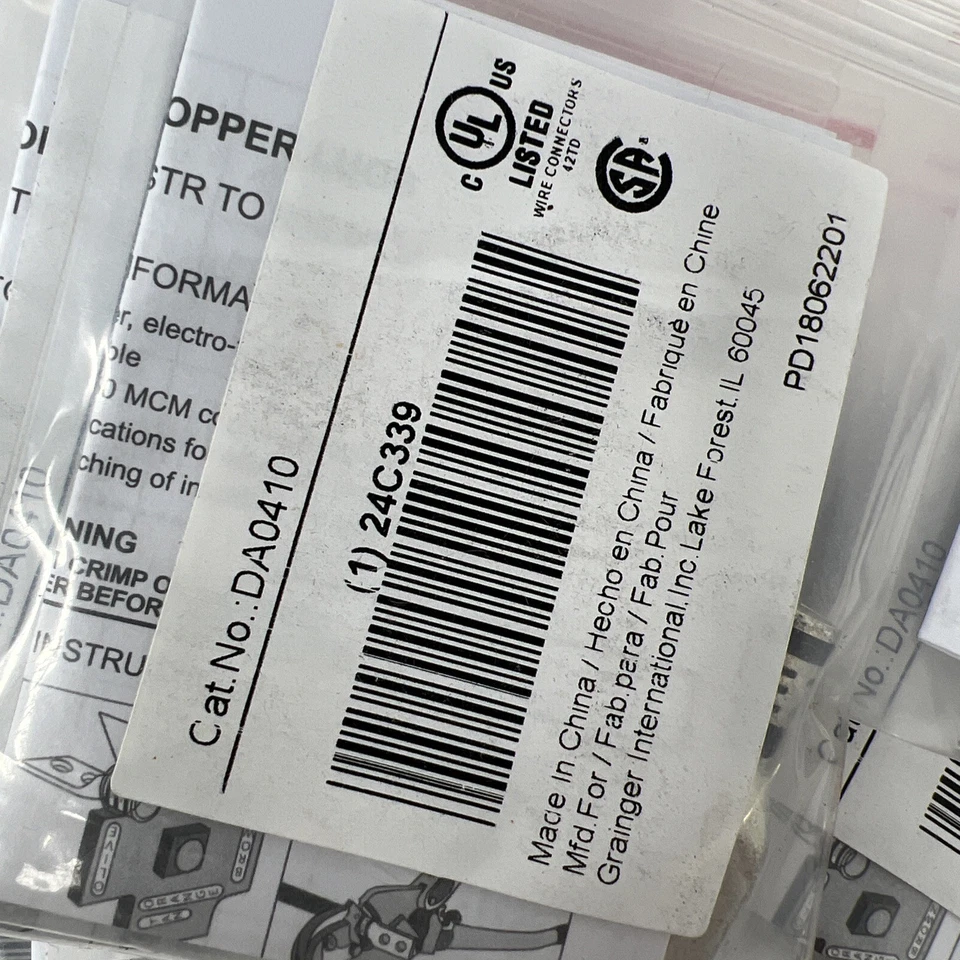 Lot of 30 Huya Grey Die 29 DA0410 Cable Size 8 STR TO 500 MCM Copper Lugs - Image 2 of 4