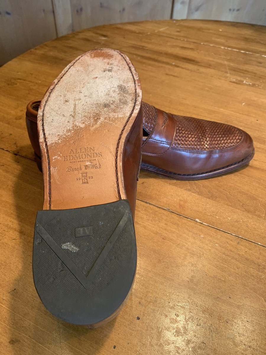Allen Edmonds Lake Bluff Loafer Mens 10.5 Brown Vamp Woven Slip On Leather Penny Amazon.com | Allen Edmonds Men main image 4