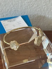 HEIDI DAUS Easy Does It Enamel Floral Cuff Bracelet IVORY S/M new