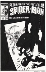 SPIDER-MAN vs LIZARD Cover Recreation Original art OA Spiderman Spectacular 127