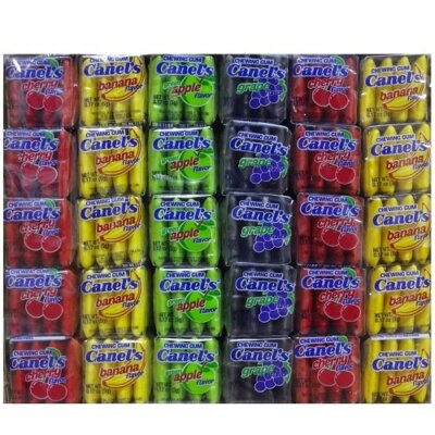 Wholesale Canel's Fruit Gum 4pc Fruit 60ct Assorted Fruit Flavors Strawberry