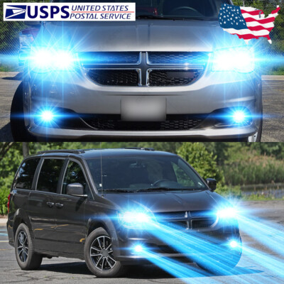 For Dodge Grand Caravan 2011-2019 8000K COB LED Headlight High Low Fog Bulbs C9L
