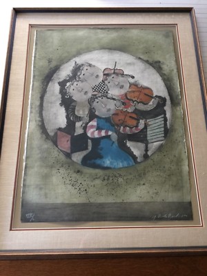 Graciela Boulanger Lithograph, Signed, Musique A Voir Series ''Quatuor A Cordes''