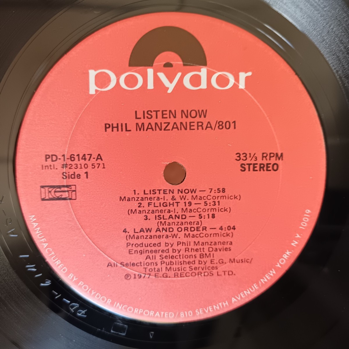 Phil Manzanera / 801 ‎– Listen Now [1977] Vinyl LP Prog Rock