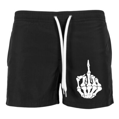 Herren Men Badehose Swim Shorts Horror Mittelfinger Heavy Black metal biker 