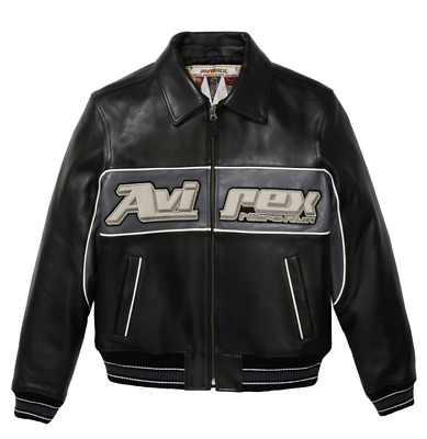 Avirex Nitro Run Varsity Leather Jacket - Black | eBay