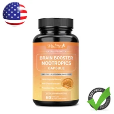 Nootropic Supplement Brain Booster 60 Capsules Focus Energy Memory Support USA