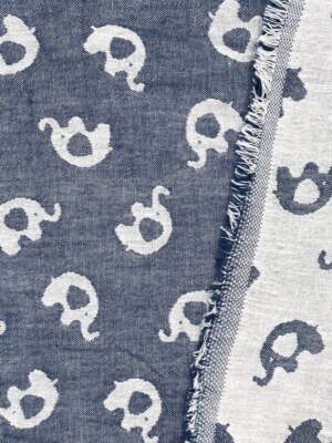 Baumwollstoff Dekostoff Kinderstoff Stoff Jacquard Double face Elefant