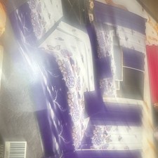 Floral Butterfly Bedding Set Purple Green White Duvet Cover Pillowcase Curtains