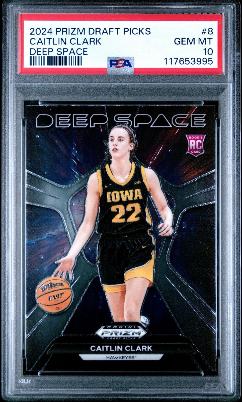 Caitlin Clark 2024 Prizm Draft Picks Deep Space Rookie RC #8 PSA 10 GEM MINT