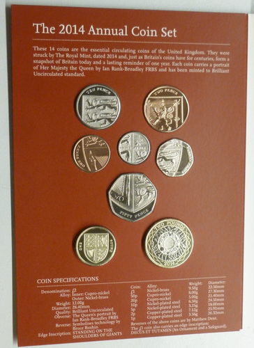 2014 Royal Mint UK BU 14-Coin Year Set inc commemoratives + Queen Anne £5 - Picture 3 of 8