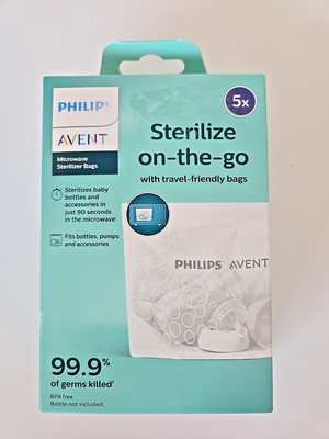 5 Philips Avent Microwave 90 Seconds Sterilizer Bags SCF297/05 Factory Sealed