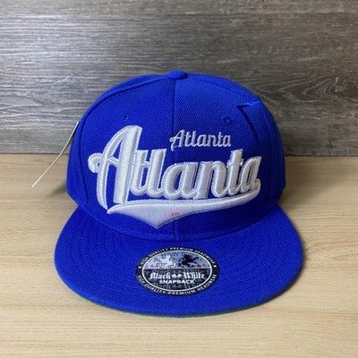 Atlanta Hat Cap Snap Back Embroidered Graphic Mens Black White Blue