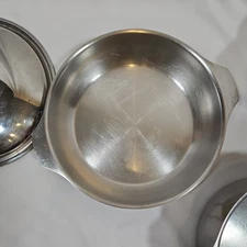 7 pc Letang & Remy Stainless Steel Cookware France Skillet & 3 pans w/3 lids