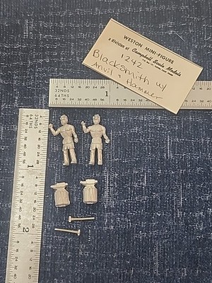 Campbell 1242 Blacksmith w/ Anvil/Hammer, Weston Figure, UNPAINTED, HO, 2 Per