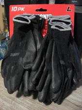 10 Pair Simoniz Multi-Purpose Dipped Work Gloves - Full Finger Black - Size L