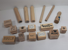 Lot of Small 17 Dog Rubber Stamps Puppy Canine Dog Bone Paw Prints Words Etc.