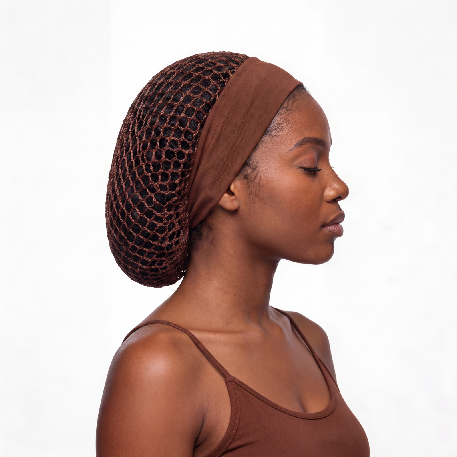 Large Doobie Net Hair Wrap with Headband – No Red Marks, No Forehead Lines – Str