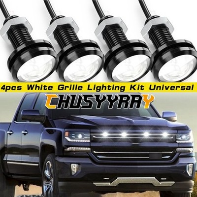 4pcs White Grille Lighting Kit Universal Fit Truck SUV Ford SVT Raptor Style