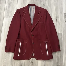 Johnny Carson Sport Coat Blazer Jacket Burgundy Size M Read Description