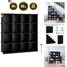 Cube Storage Organizer, 16-Cube Shelves Units, Plastic Storage Cubes, DIY Clo...