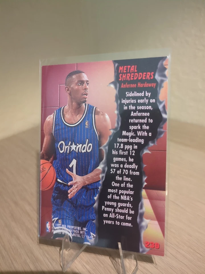 1996-97 Fleer Metal Anfernee Hardaway #239 Metal Shredders Orlando Magic - Image 2 of 2