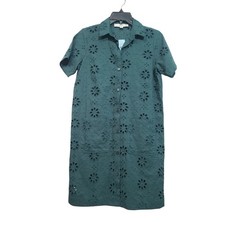 Loft Petite Eyelet Shift Dress 00P Green NWT
