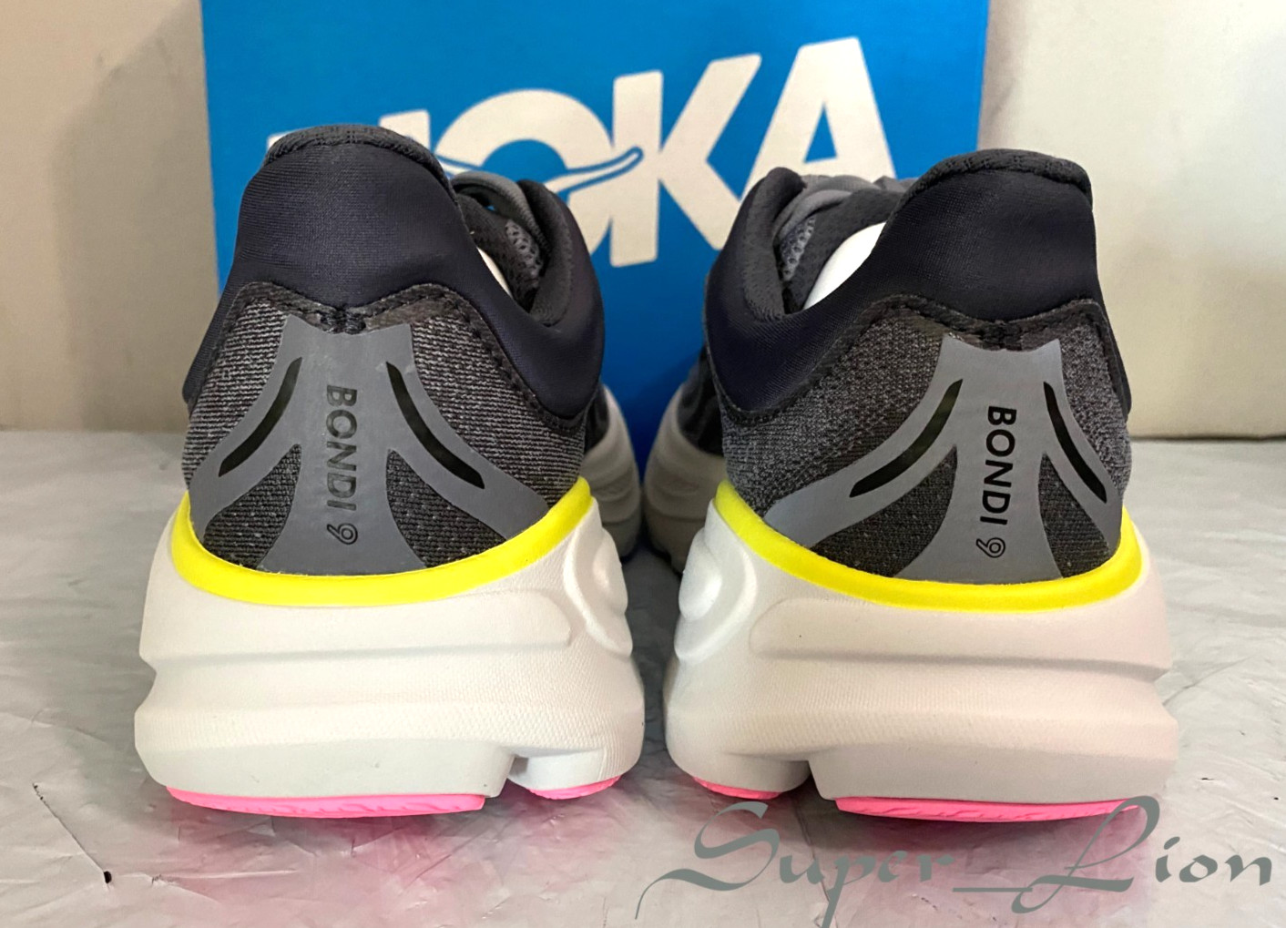 NEW HOKA One One Women's BONDI 9 Running Shoes - SIZE 7.5, 8.5 - Charcoal/Yellow thumbnail 9