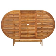 Garden Wooden Outdoor Oval Dining Table Foldable Patio Acacia Solid Wood Unit UK