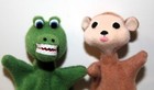 Vtg CONE PUPPETS on WOOD STICK Alligator & Monkey POP UP 2 Peekaboo Kids Toy — photo 3