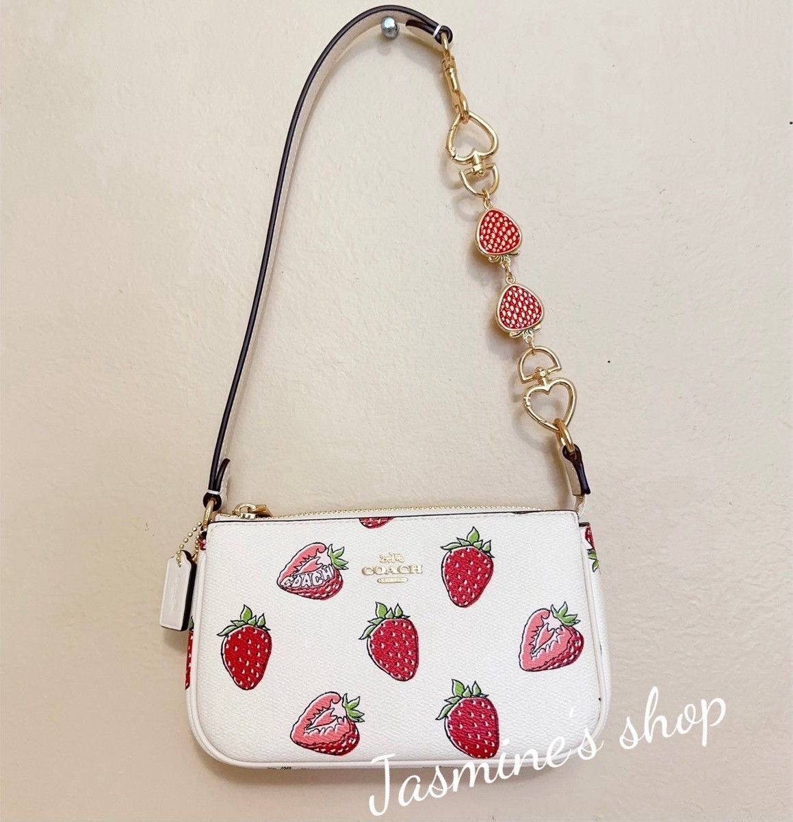 NWT Coach Nolita 19 Leather Shoulder Bag With Strawberry Print 
