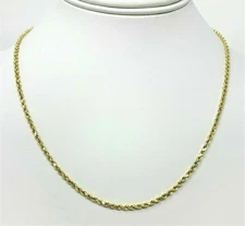 14K Yellow Gold Twisted Link Rope Chain Necklace 2MM-20in Italian Made
