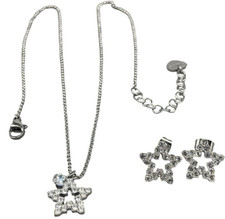 COLLANA ORECCHINI COMPLETO PARURE FEMMINILE CATENINA CHARM STELLA FIRMATO SAGAPO