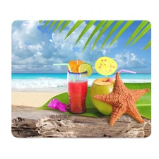 Paradise Beach Cocktail Thick Mouse Pad Ocean Desk Accessory