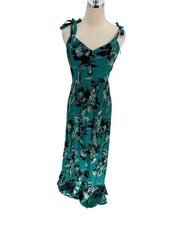 Tahari Green Floral Maxi Dress Women's Size 6 Sleeveless Stretch Comfort NEW NWT